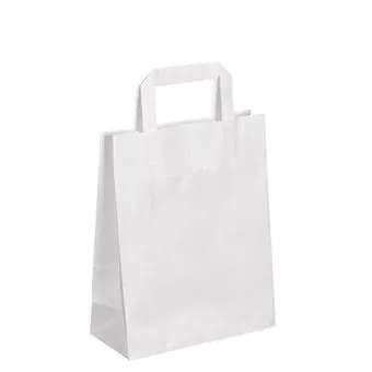 Sacs en papier avec poignées plates 70gr/m² - kraft blanc - 220x100x280 mm