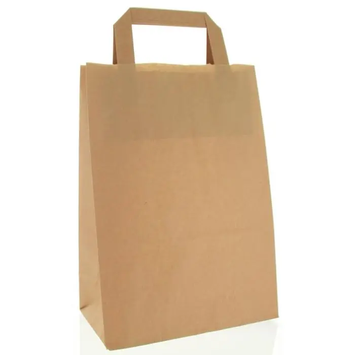 Sacs en papier avec poignées plates 80gr/m² - kraft brun - 320+140x420mm  250p