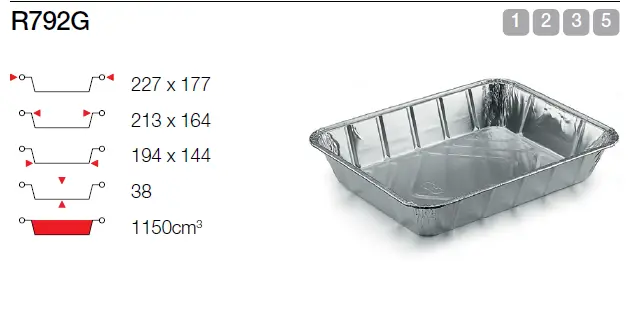 [00440.CONTI R792G] Ravier Alu 1 COM 227x178x38 mm 1150ml R792G 100P