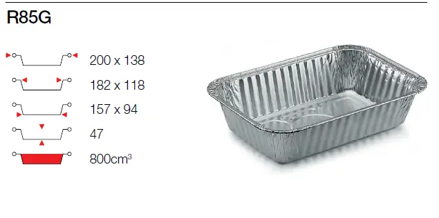 Ravier alu 210x138x48mm 800cc 100p