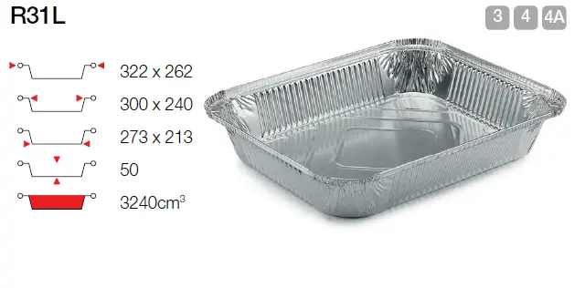 [00440.CONTI R31L] Ravier menu alu 322x262x50mm R31L 3240cc